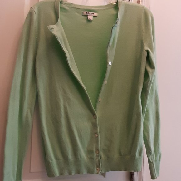 Old Navy Women's button up Cardigan Sweater, Sz Medium, V-Neck, Soft Jade - Picture 4 of 7